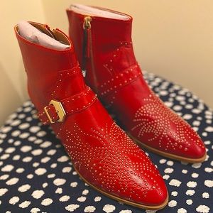 Zara Gold Micro Studded Cowboy Ankle Booties